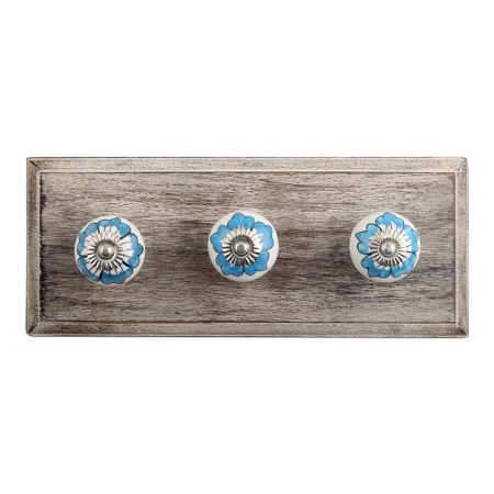 Divine Floral Ceramic Wooden Hooks